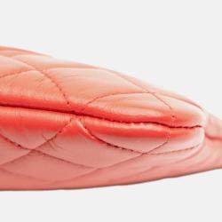 Pre Owned Chanel Red Medium Quilted Lambskin O Case Clutch