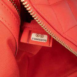 Pre Owned Chanel Red Medium Quilted Lambskin O Case Clutch