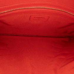 Pre Owned Chanel Red Medium Quilted Lambskin O Case Clutch