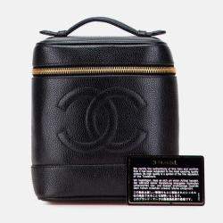 Pre Owned Chanel Black CC Caviar Vanity Case
