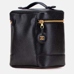 Pre Owned Chanel Black CC Caviar Vanity Case