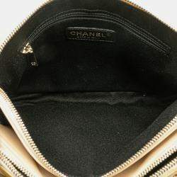 Pre Owned Chanel Yellow Quilted Patent Chain Double Zip Crossbody