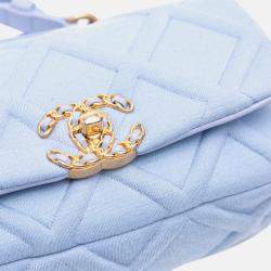 Pre Owned Chanel Blue Jersey 19 Flap Belt Bag
