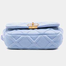 Pre Owned Chanel Blue Jersey 19 Flap Belt Bag