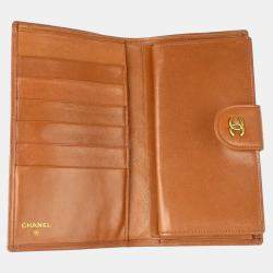 Pre Owned Chanel Brown Lambskin Bicolore Wallet