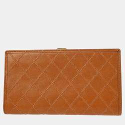 Pre Owned Chanel Brown Lambskin Bicolore Wallet