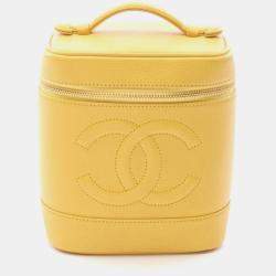 Pre Owned Chanel Yellow Leather CC Classic Vanity Bag