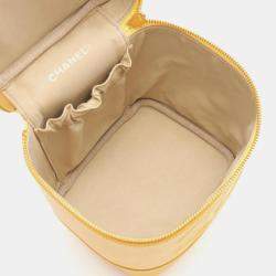 Pre Owned Chanel Yellow Leather CC Classic Vanity Bag
