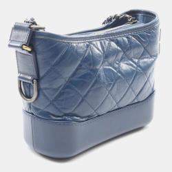 Pre Owned Chanel Gabrielle De Chanel Small Blue Calfskin Hobo Bag