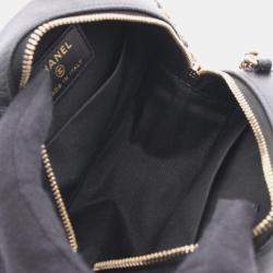 Pre Owned Chanel CC Filigree Small Black Calfskin Round Shoulder Bag