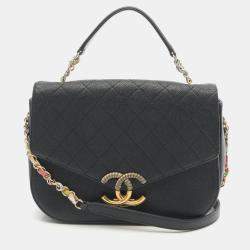 Pre Owned Chanel Coco Cuba Black Calfskin Crossbody Bag