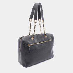 Pre Owned Chanel Jumbo Black Calfskin Chain Shoulder Bag