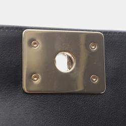 Pre Owned Chanel Boy Small Black Leather Fabric Shoulder Bag