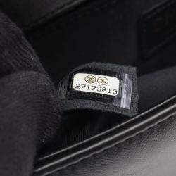 Pre Owned Chanel Boy Small Black Leather Fabric Shoulder Bag
