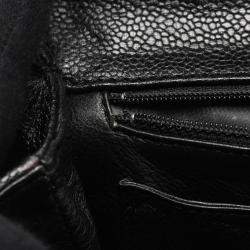 Pre Owned Chanel Kelly Logo Black Calfskin Leather Handbag