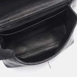 Pre Owned Chanel Kelly Logo Black Calfskin Leather Handbag