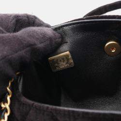 Pre Owned Chanel Matelasse Chain CC Black Velor Handbag