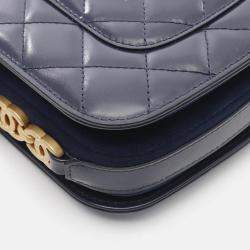 Pre Owned Chanel Matelasse CC Navy Leather Shoulder Bag