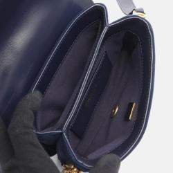 Pre Owned Chanel Matelasse CC Navy Leather Shoulder Bag