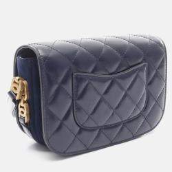 Pre Owned Chanel Matelasse CC Navy Leather Shoulder Bag