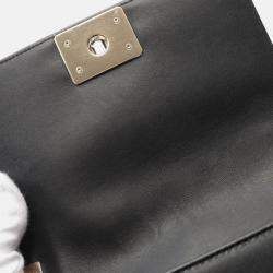 Pre Owned Chanel Boy Small Chevron V Stitch Black Leather Shoulder Bag