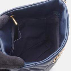 Pre Owned Chanel CC Pearl Multi Chain Navy Lambskin Leather Shoulder Bag