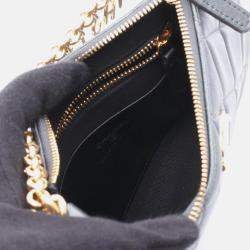 Pre Owned Chanel Matelasse Cc Logo Crossbody Chain Shoulder Bag Lambskin Gray Ghw