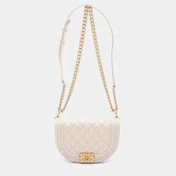 Pre Owned Chanel  Small White Leather Bag