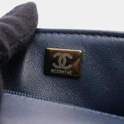 Pre Owned حقيبة كتف بحزام وسلسلة شانيل ماتلاسيه جلد حملان كحلي ج.ه.و