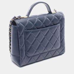 Pre Owned حقيبة كتف بحزام وسلسلة شانيل ماتلاسيه جلد حملان كحلي ج.ه.و