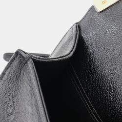 Pre Owned Chanel Boy Chanel Chain Shoulder Bag  Grained Calfskin Black Ghw Cc