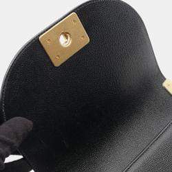 Pre Owned Chanel Boy Chanel Chain Shoulder Bag  Grained Calfskin Black Ghw Cc