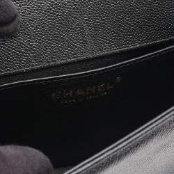 Pre Owned Chanel Boy Chanel Chain Shoulder Bag  Grained Calfskin Black Ghw Cc