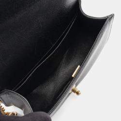 Pre Owned Chanel Boy Chanel Chain Shoulder Bag  Grained Calfskin Black Ghw Cc