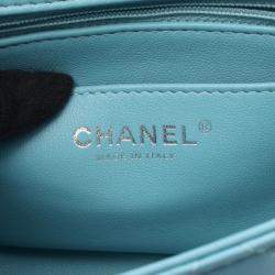 Pre Owned Chanel Mini Matelasse Crossbody Chain Shoulder Bag  Lambskin Blue