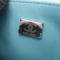 Pre Owned Chanel Mini Matelasse Crossbody Chain Shoulder Bag  Lambskin Blue