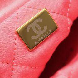 Pre Owned Chanel 22 Mini Pink Leather Shoulder Bag