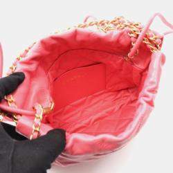 Pre Owned Chanel 22 Mini Pink Leather Shoulder Bag