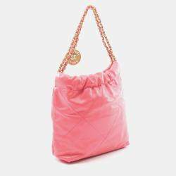 Pre Owned Chanel 22 Mini Pink Leather Shoulder Bag