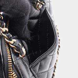Pre Owned Chanel Matelasse Crossbody Chain Shoulder Bag  Lambskin Black Ghw
