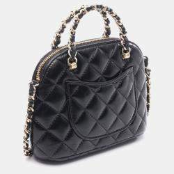 Pre Owned Chanel Matelasse Crossbody Chain Shoulder Bag  Lambskin Black Ghw