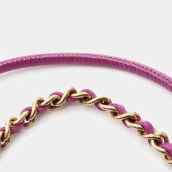 Pre Owned Chanel Chanel 22 Mini Chain Shoulder Bag  Leather Purple Ghw Cc