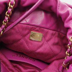 Pre Owned Chanel Chanel 22 Mini Chain Shoulder Bag  Leather Purple Ghw Cc