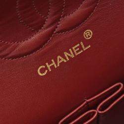 Pre Owned Chanel Matelasse Double Flap Chain Shoulder Bag  Lambskin Black Ghw