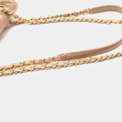 Pre Owned Chanel Matelasse Chain Shoulder Bag Calfskin Beige Ghw