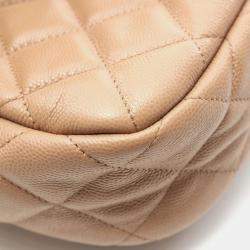 Pre Owned Chanel Matelasse Chain Shoulder Bag Calfskin Beige Ghw