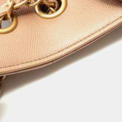 Pre Owned Chanel Matelasse Chain Shoulder Bag Calfskin Beige Ghw