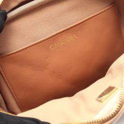 Pre Owned Chanel Matelasse Chain Shoulder Bag Calfskin Beige Ghw