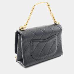 Pre Owned Chanel Matelasse Crossbody Chain Shoulder Bag  Calfskin Black Ghw