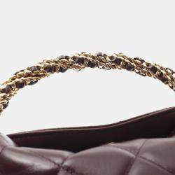 Pre Owned Chanel Matelasse Chain Shoulder Handbag  Leather Bordeaux Ghw